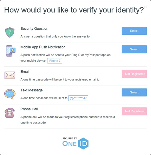 How would you like to verify your identity? 
Aæ Push 
A w" to 
Text 
ONE 